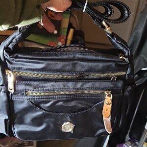 BY FAR Black Shoulder Bag with Gold Accents